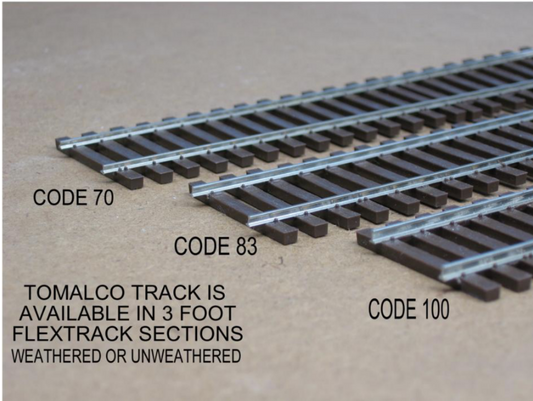 Tomalco Track Code 70 Flex Track - 36" sections - Un-Weathered
